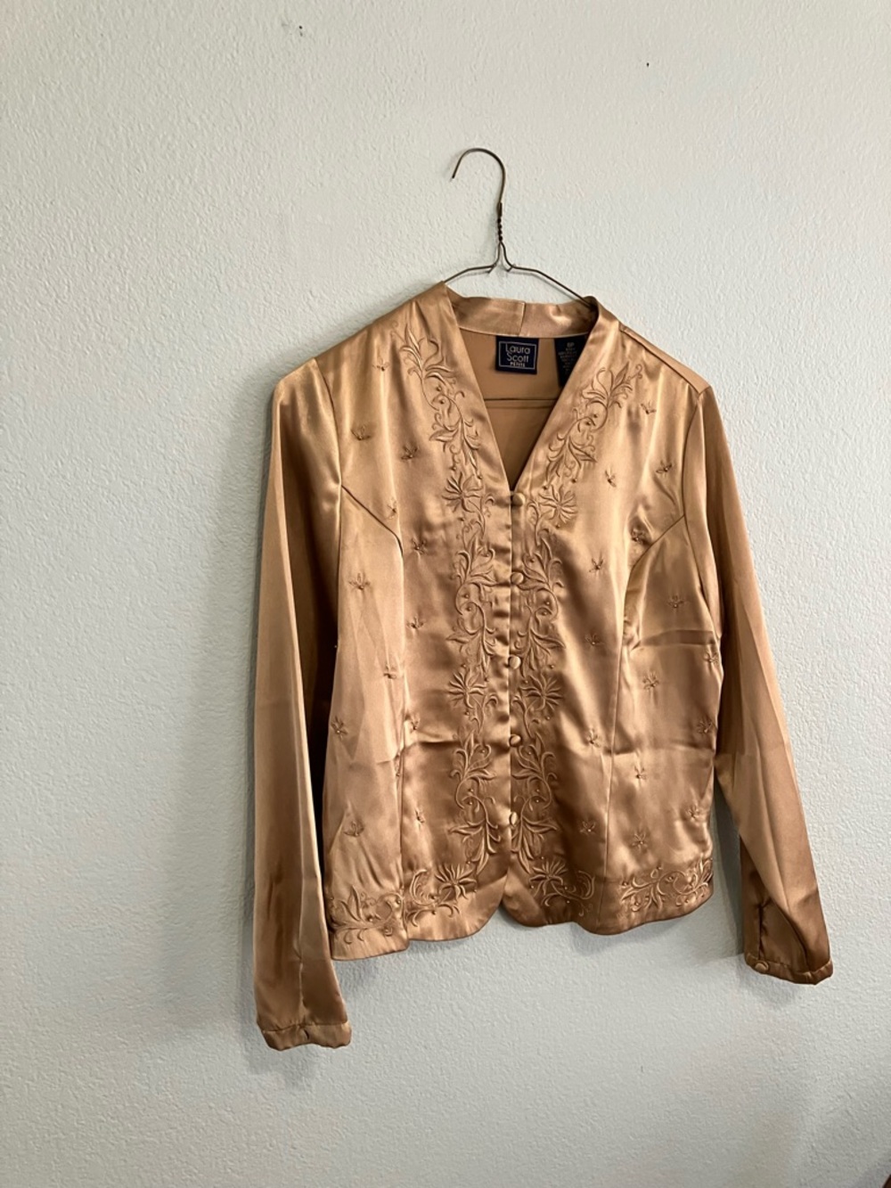 Laura Scott Long Sleeved Blouse With Pearls And Embroidery